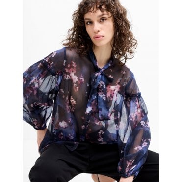 Clara Emina Sheer Bow Tie Shirt