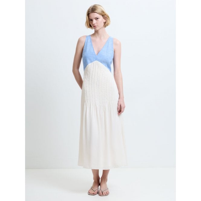 French Connection Colby Chambray Pleat Mix Dress