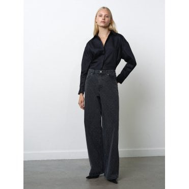 Ralphie Denim Embellished Wide Leg Jeans