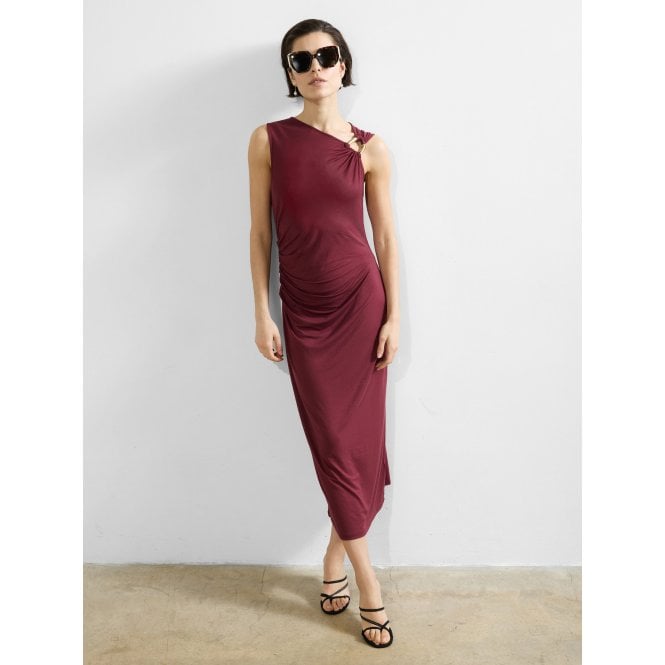 French Connection Sia Jersey Asymmetric Neck Midi Dress