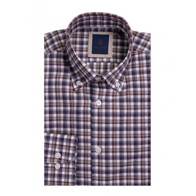 Gagliardi Check Brushed Cotton Button Down Shirt