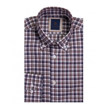 Check Brushed Cotton Button Down Shirt