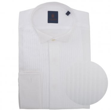 Tailored Fit White Pleated-front Wing Collar Non Iron Dress Shirt