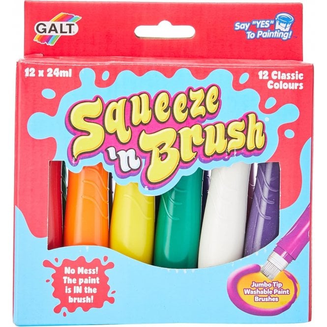 GALT Toys, Squeeze 'n Brush - 12 Classic Colours, Brush Tipped Paint Pens