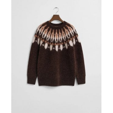 Alpaca Blend Fair Isle Crew Neck Sweater