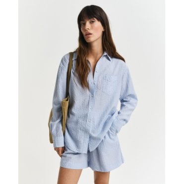 Relaxed Fit Tonal Striped Seersucker Shirt