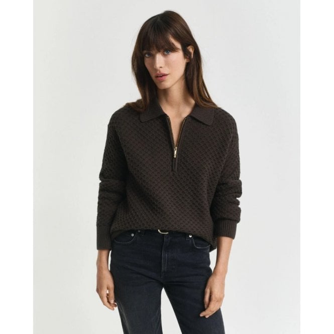Gant Textured Cotton Half-Zip Sweater