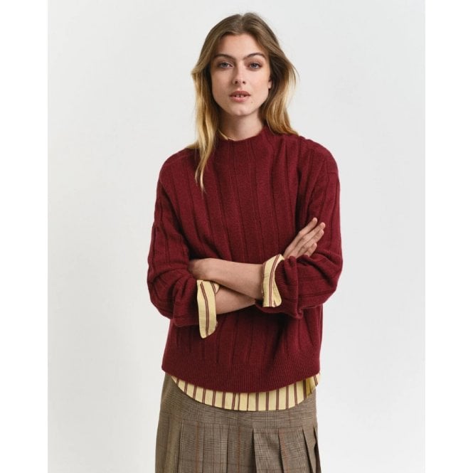 Gant Wide Ribbed Wool Stand Collar Sweater