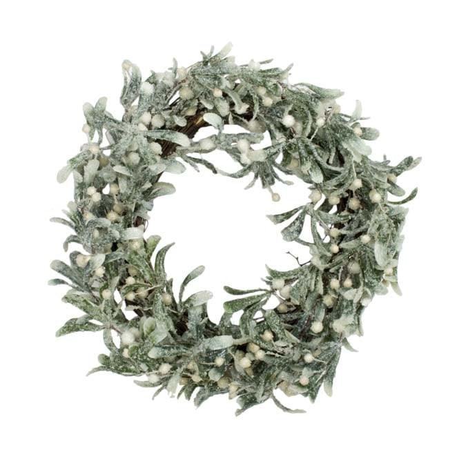 Gisela Graham Frosted Mistletoe/Twig Wreath   (LxWxD) 50x50x14cm