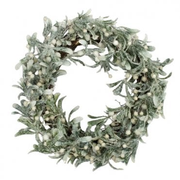 Frosted Mistletoe/Twig Wreath   (LxWxD) 50x50x14cm