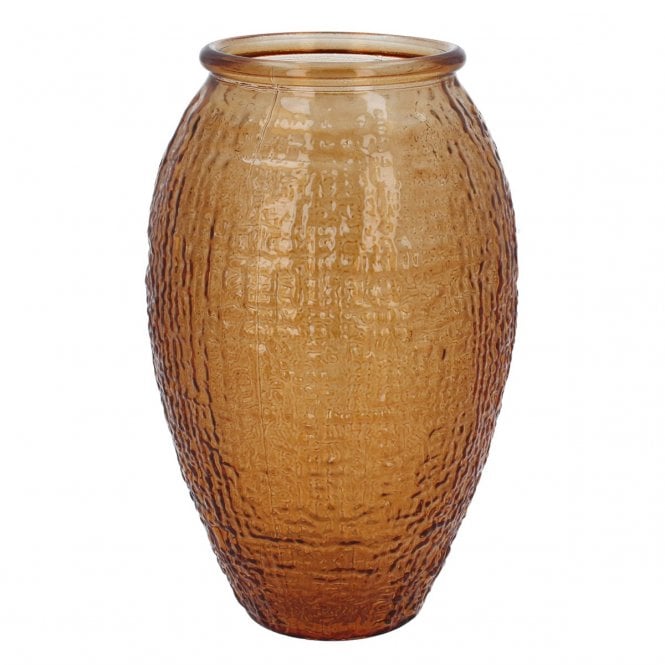 Gisela Graham Orange Glass Textured Ogee Vase