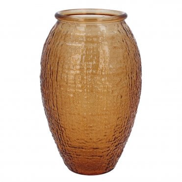 Orange Glass Textured Ogee Vase