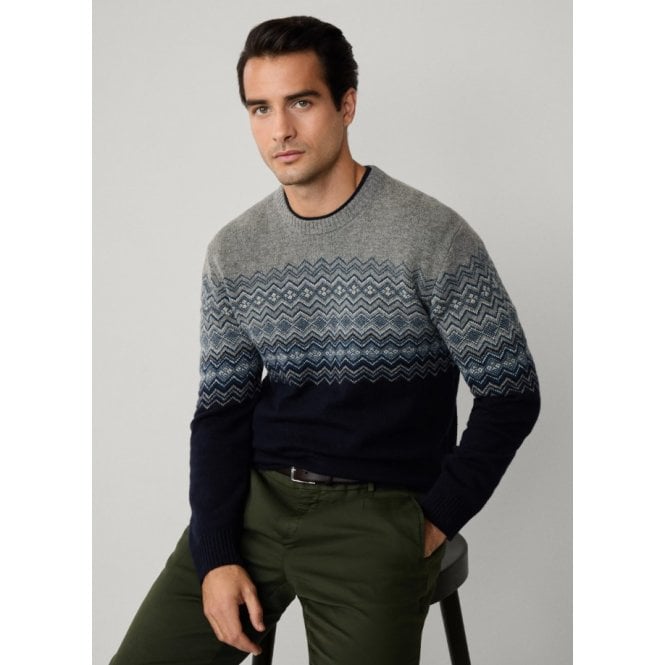 Hackett Merino Wool Fairisle Crew-Neck Jumper