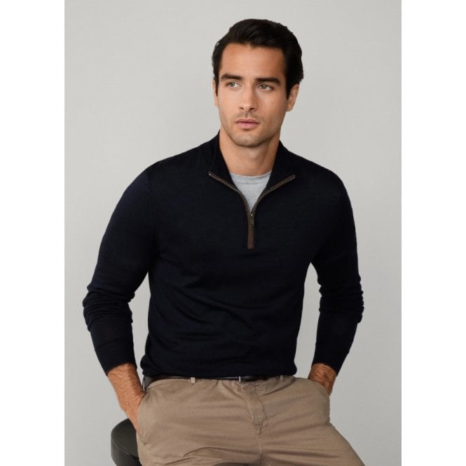 Hackett Merino Wool-Silk Quarter Zip Jumper