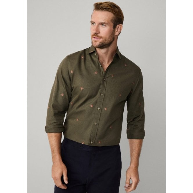 Hackett Tailored Fit Duck Motif Fil Coupe Shirt