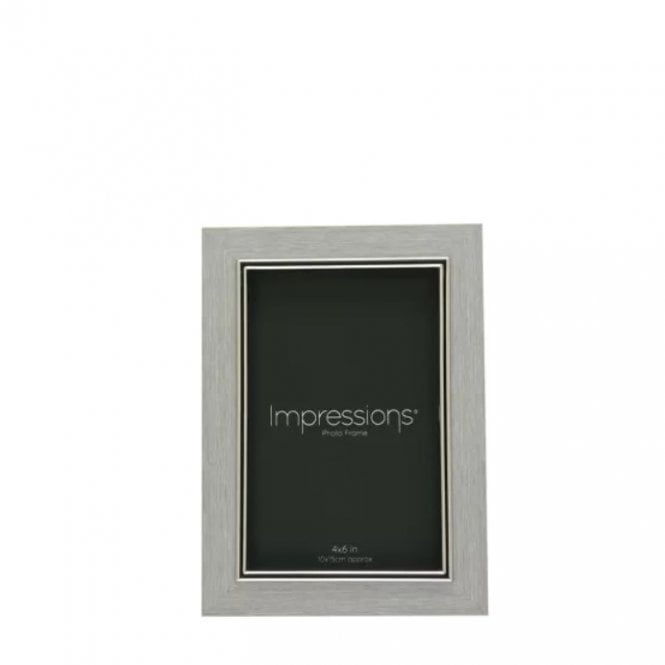 Widdop Impressions Grey Faux Wood & Silver Frame