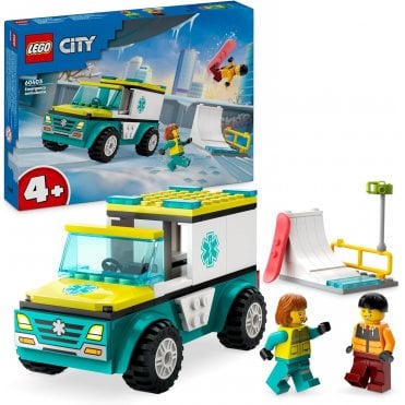 Emergency Ambulance and Snowboarder