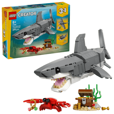 Fierce Shark with a Treasure Chest 31381