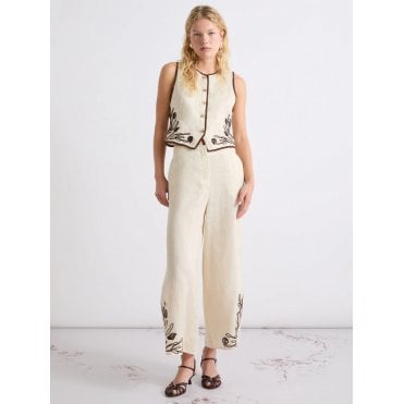 Dolce Embroidered Linen Trousers