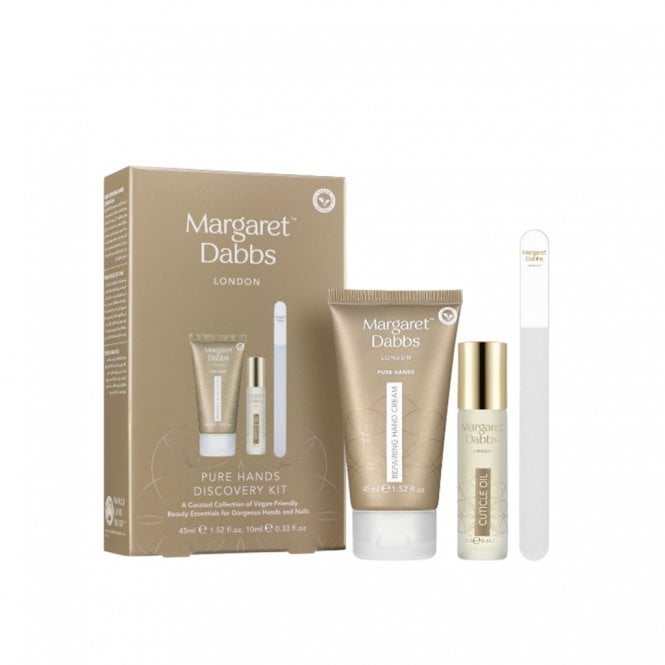 Margaret Dabbs London PURE Hands Discovery Gift Set (45ml PURE Repairing Hand Cream, PURE Cuticle Oil, Small Crystal Nail File)