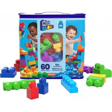 Mega Bloks Big Building Bag 60pc Blue