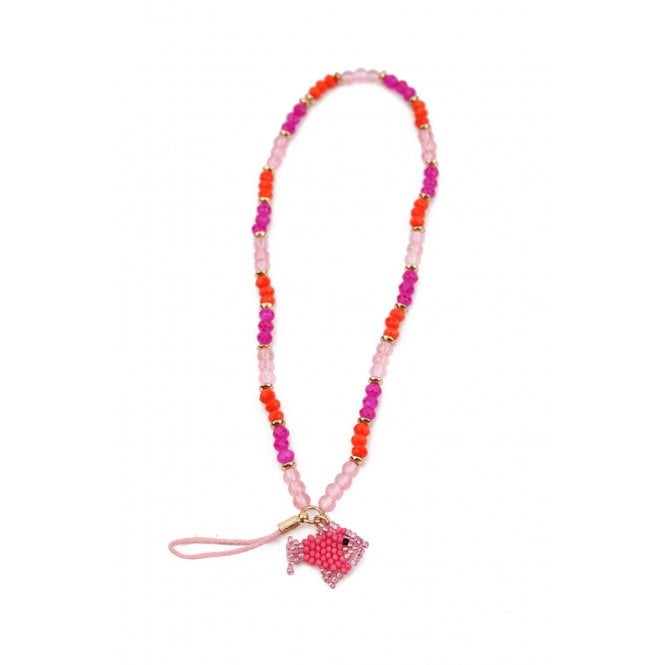 My Doris Pink & Orange Phone Chain With Pink Fish Charms
