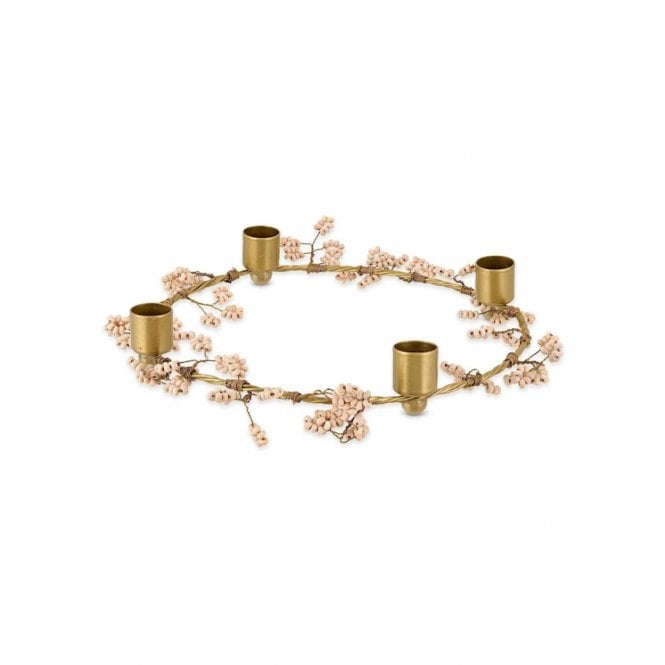 Nkuku Tanu Mango Wood Beaded Candle Holder