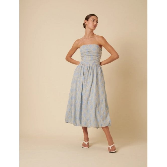 Nobody's Child Blue Bubble Hem Bandeau Midi Dress