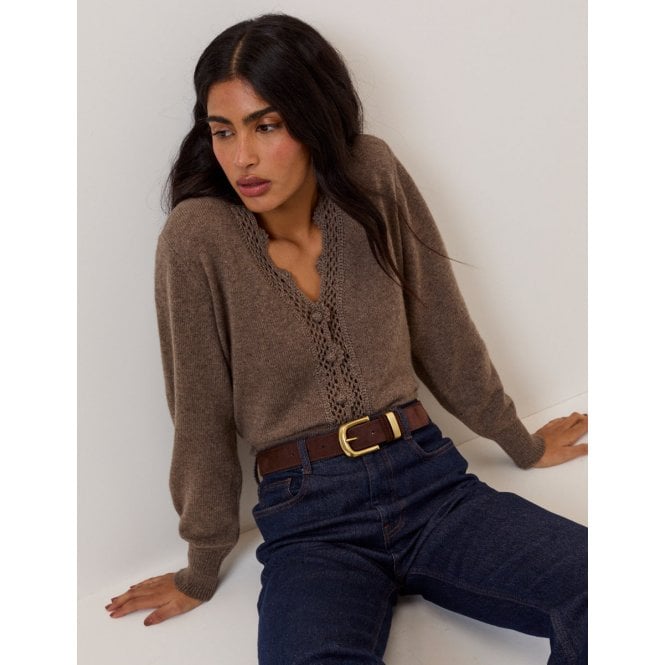Nobody's Child Crochet Trim V-Neck Elodie Cardigan