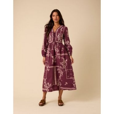 Paisley Embroidered Quilted Monroe Midi Dress