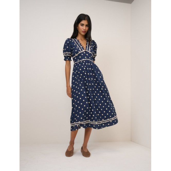Nobody's Child Saffy Polka Dot Midi Tea Dress