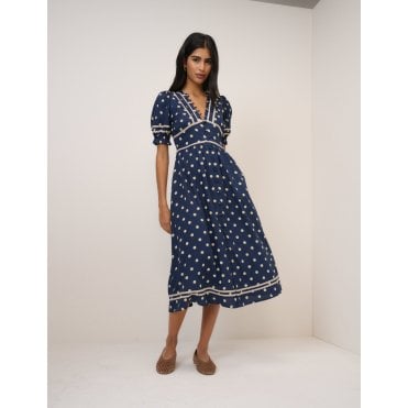Saffy Polka Dot Midi Tea Dress