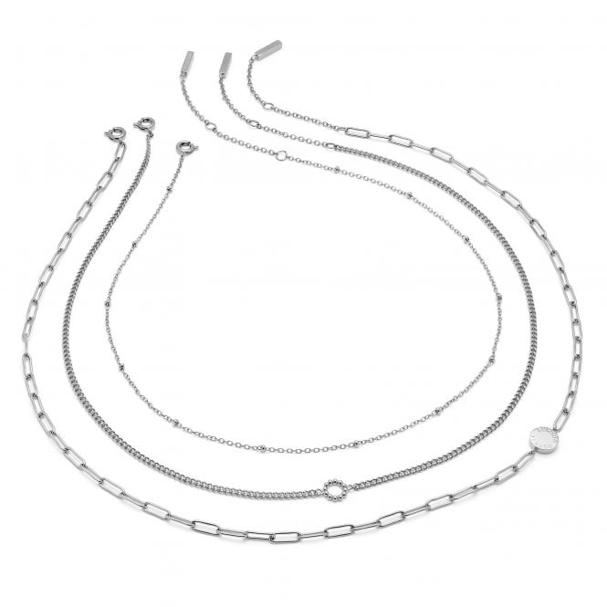 Olivia Burton Classic Illusion Silver Stacking Necklace Set