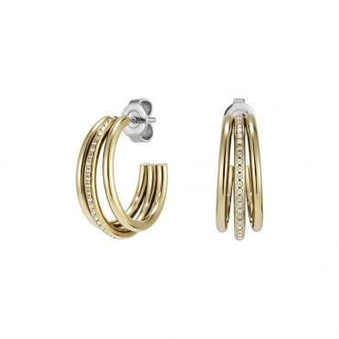 Trend Edition - Ever Stacked Claw Gold Plated Hoop Earrings