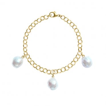 AELIA 3 White Baroque Pearl Bracelet - 14ct Gold Filled