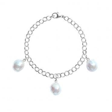 AELIA 3 White Baroque Pearl Bracelet - 925 Sterling Silver