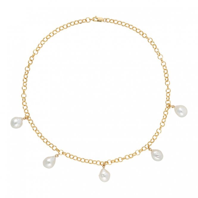 ORA AELIA 5 Baroque Pearl Chain Necklace - 14ct Gold Filled