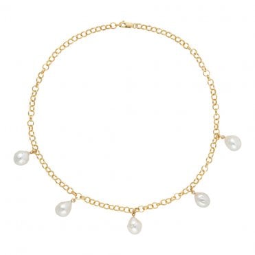 AELIA 5 Baroque Pearl Chain Necklace - 14ct Gold Filled