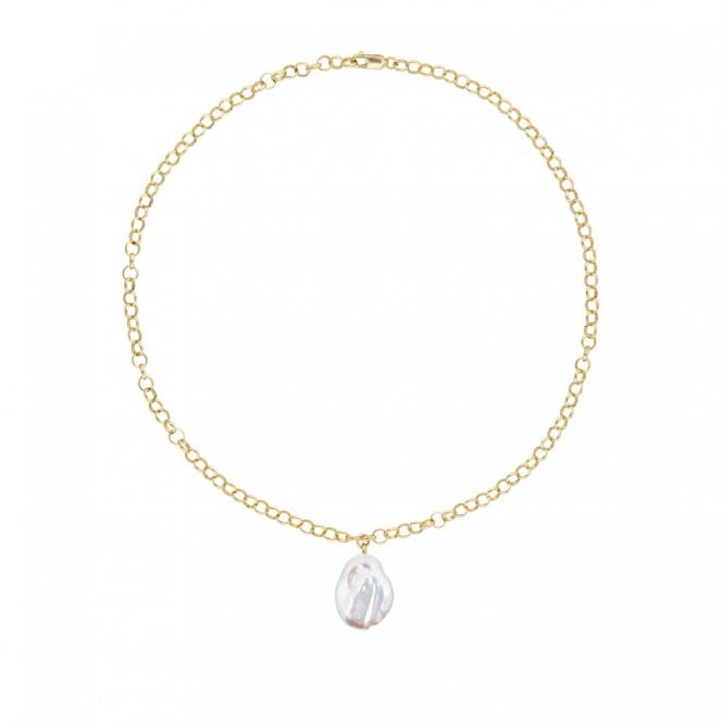ORA AELIA Flat Baroque Pearl Necklace - 14ct Gold Filled