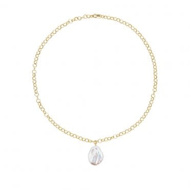 AELIA Flat Baroque Pearl Necklace - 14ct Gold Filled