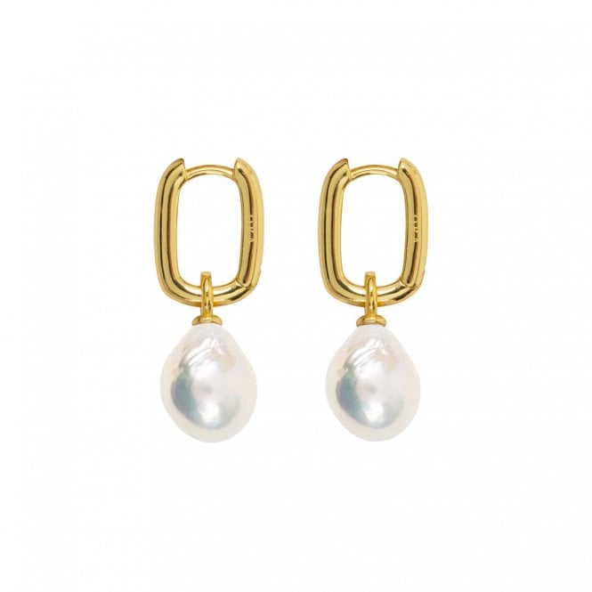 ORA AETIA Baroque Pearl Hoop Earrings - 14ct Gold Vermeil