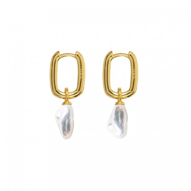 ORA AETIA Keshi Pearl Hoop Earrings - 14ct Gold Vermeil