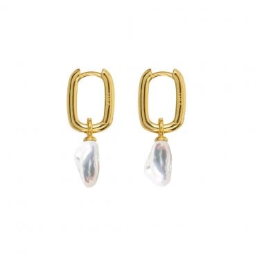 AETIA Keshi Pearl Hoop Earrings - 14ct Gold Vermeil