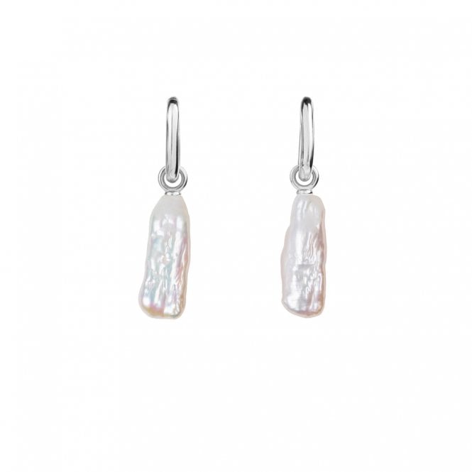ORA AETIA Long Baroque Pearl Hoop Earrings - 925 Sterling Silver