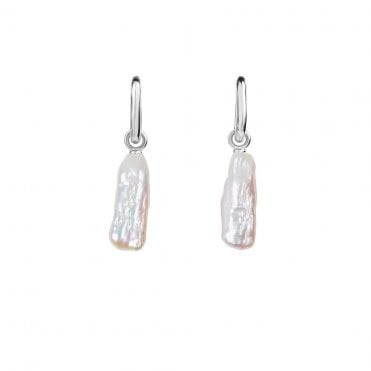 AETIA Long Baroque Pearl Hoop Earrings - 925 Sterling Silver