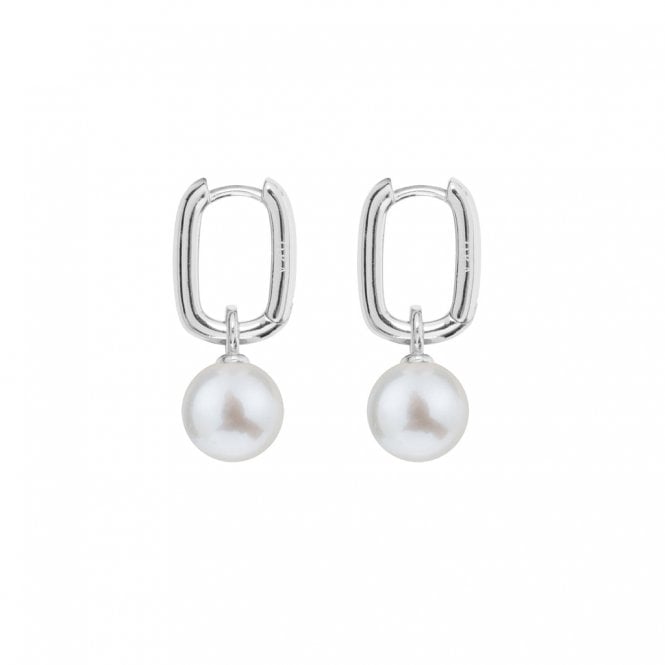 ORA AETIA Medium White Pearl Hoop Earrings - 925 Sterling Silver