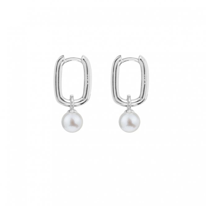 ORA AETIA Small White Pearl Hoop Earrings - 925 Sterling Silver