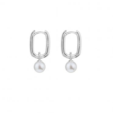 AETIA Small White Pearl Hoop Earrings - 925 Sterling Silver