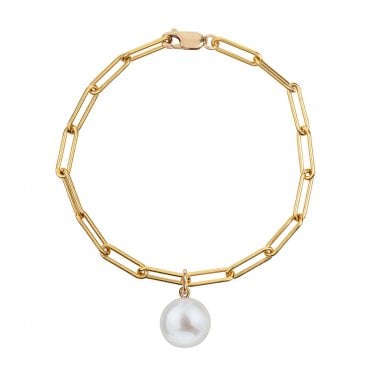 AETIA XL White Pearl Chain Bracelet - 14ct Gold Filled