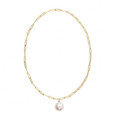 AETIA XXL Round Pearl Chain Necklace - 14ct Gold Filled